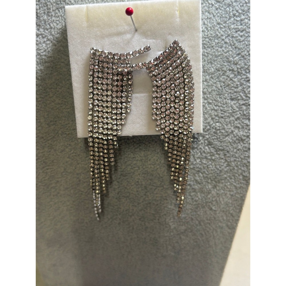 #32. Cascading Silver-tone Crystal Fringe Earrings